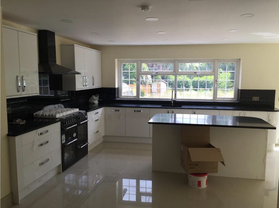 Completed kitchen in new build house